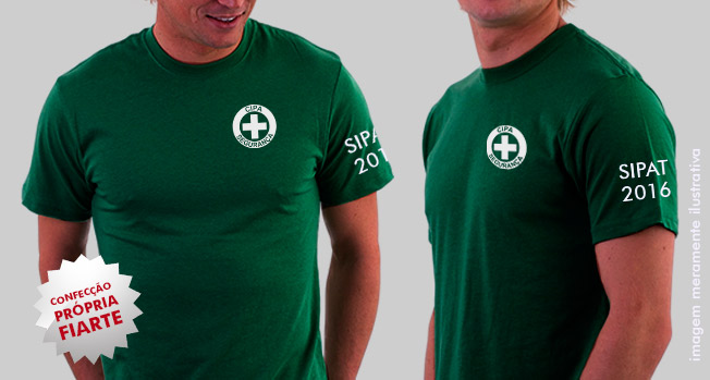 camiseta SIPAT verde com logotipo impresso em branco